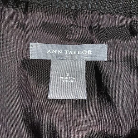 Ann Taylor Womens Brown Pin Stripe Blazer Size 6 Linen Blend - Picture 6 of 7